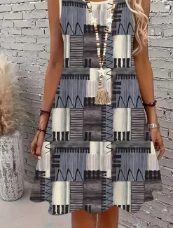 Women's Mini Dress Sundress A Line Dress Off The Shoulder Dress Vacation Casual Boho Holiday Beach Regular Fit Ombre Graphic Animal Sleeveless Crew Neck Blue Summer Spring