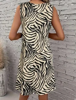 Women's Mini Dress Sundress A Line Dress Summer Dress Vacation Casual Daily Loose Fit Graphic Geometric Sleeveless U Neck Brown Summer