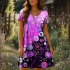Women's Mini Dress T Shirt Dress Tee Dress A Line Dress Summer Dress Casual Daily Regular Fit Graphic Geometric Short Sleeve Crewneck Yellow Red Blue Purple Summer Spring
