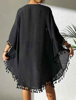 Women's Mini Dress White Dress Lace Dress Shirt Dress Summer Dress Streetwear Basic Casual Vacation Street Holiday Regular Fit 3/4 Length Sleeve Crew Neck Black White Blue Orange Summer