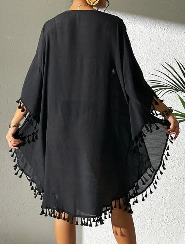 Women's Mini Dress White Dress Lace Dress Shirt Dress Summer Dress Streetwear Basic Casual Vacation Street Holiday Regular Fit 3/4 Length Sleeve Crew Neck Black White Blue Orange Summer