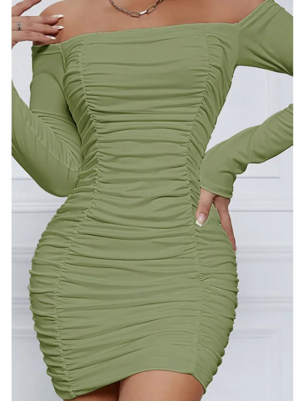 Women's Mini Dress White Dress Graduation Dress Bodycon Fashion Modern Vacation Birthday Graduation Regular Fit Plain Long Sleeve Off Shoulder Black White Wine Red Summer