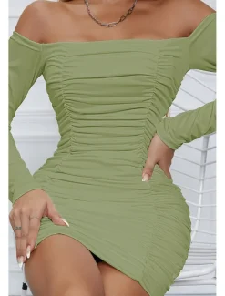 Women's Mini Dress White Dress Graduation Dress Bodycon Fashion Modern Vacation Birthday Graduation Regular Fit Plain Long Sleeve Off Shoulder Black White Wine Red Summer