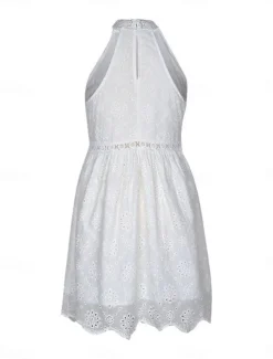 Women's Mini Dress White Dress Casual Dress Boho Dress Basic Casual Vacation Daily Regular Fit Plain Sleeveless Halter Neck White Summer