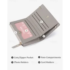 Women's Minimalist Pink Wallet with Zipper Pocket – Slim and Stylish Card Holder for Everyday Use