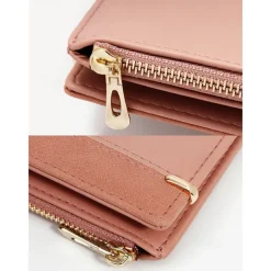 Women's Minimalist Pink Wallet with Zipper Pocket – Slim and Stylish Card Holder for Everyday Use