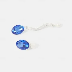 Women's Mismatch Earrings Geometrical Precious Fashion Personalized Imitation Diamond Earrings Jewelry Silver For Wedding Party 1 Pair