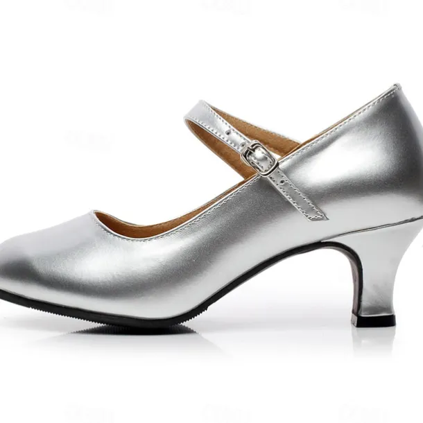 Women's Modern Dance Shoes Prom Ballroom Dance Square Dance Plus Size Heel Cuban Heel Buckle Adults' Dark Red Black White