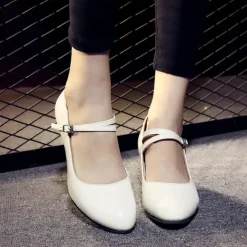 Women's Modern Dance Shoes Prom Ballroom Dance Square Dance Plus Size Heel Cuban Heel Buckle Adults' Dark Red Black White