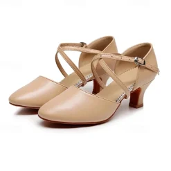 Women's Modern Shoes Party Evening Prom Practice Comfort Shoes Heel Solid Color High Heel Round Toe Buckle Adults' Dark Red Black Almond
