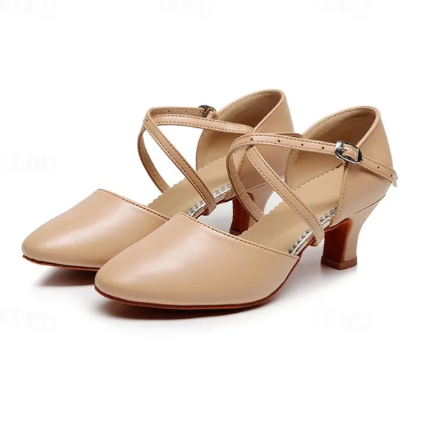 Women's Modern Shoes Party Evening Prom Practice Comfort Shoes Heel Solid Color High Heel Round Toe Buckle Adults' Dark Red Black Almond