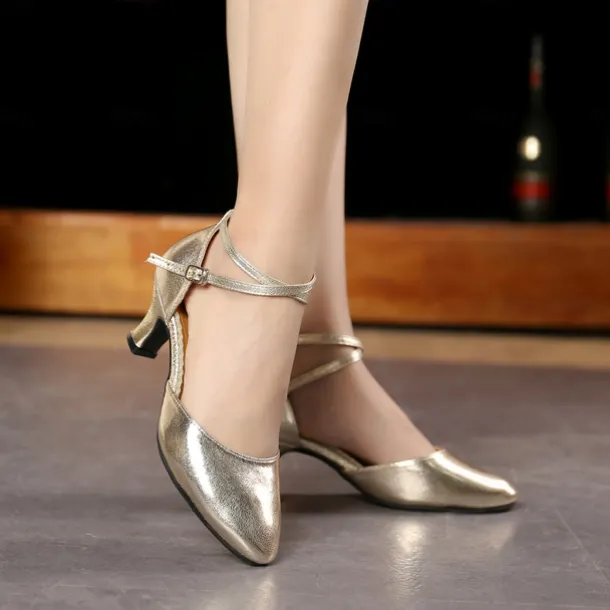 Women's Modern Shoes Performance Party Evening Square Dance Heel Cuban Heel Buckle Adults' Black Silver Dark Red