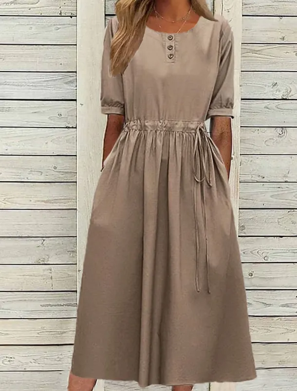 Women's Navy Blue Blue Light Purple Summer Spring Fall Midi Dress Casual Dress Swing Dress Basic Modern Casual Outdoor Daily Loose Fit Plain Crew Neck