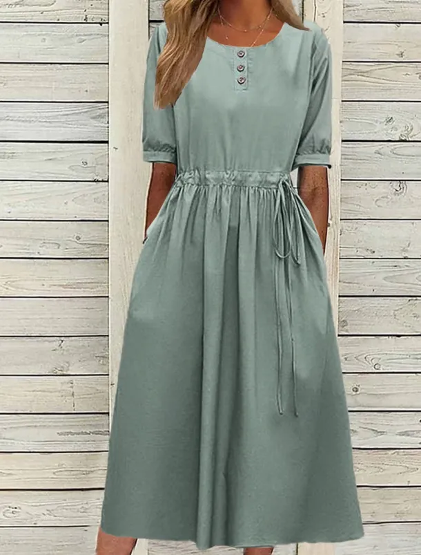Women's Navy Blue Blue Light Purple Summer Spring Fall Midi Dress Casual Dress Swing Dress Basic Modern Casual Outdoor Daily Loose Fit Plain Crew Neck