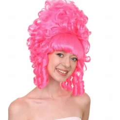 Women's Neon Pink Marie Antoinette Historical Wig, French Colonial Style For Carvinal Halloween Wigs