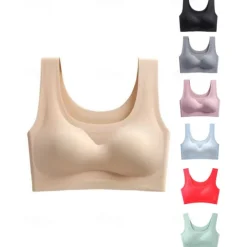 Women's No Steel Ring Bra Yoga Sports Sleep Plus Size Plain Stretchy Vest