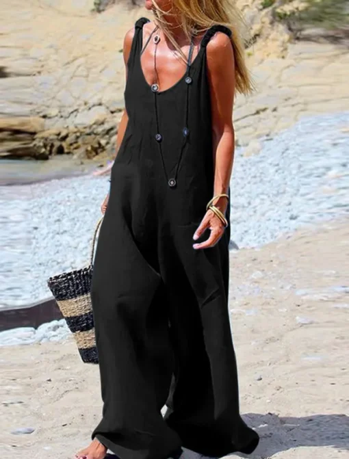 Women's Normal Dungarees Overall Streetwear Solid Color Sleeveless V Neck Street Daily Regular Fit Black Navy Blue Light Blue Summer