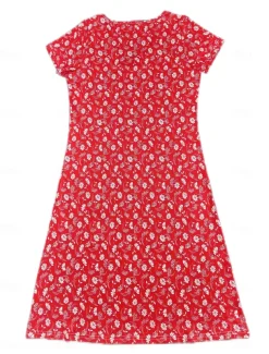 Women's Normal EU / US Size Mini Dress Long Sleeve Boho Dress Sundress Elegant Dress Elegant Bohemia Tropical Flutter Sleeve Party Casual Daily Form Fit Floral Short Sleeve V Neck Red Dusty Blue