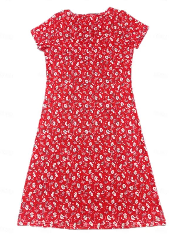 Women's Normal EU / US Size Mini Dress Long Sleeve Boho Dress Sundress Elegant Dress Elegant Bohemia Tropical Flutter Sleeve Party Casual Daily Form Fit Floral Short Sleeve V Neck Red Dusty Blue