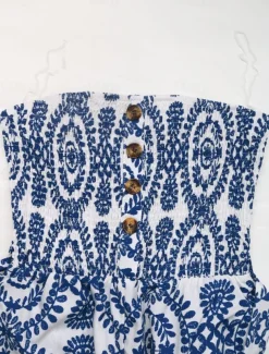 Women's Normal Jumpsuit Active Floral Sleeveless Strapless Backless Pocket Vacation Daily Regular Fit Blue Summer