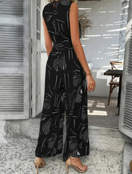 Women's Normal Jumpsuit Active Graphic Sleeveless Wide Leg U Neck High Waist Vacation Daily Regular Fit Black Red Green Summer