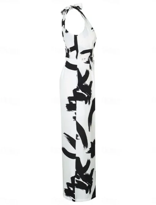 Women's Normal Jumpsuit Elegant Graphic Sleeveless V Neck Print Work Street Regular Fit White Summer