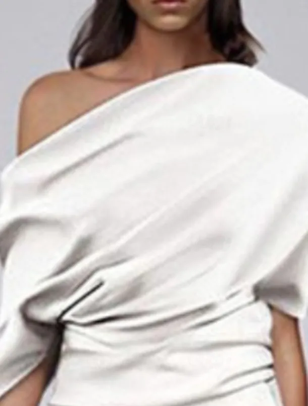 Women's Normal Jumpsuit Formal Solid Color Half Sleeve Raglan Sleeves Straight Party Office Regular Fit Black White Fall