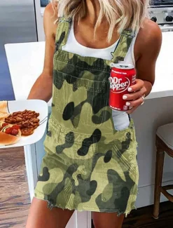 Women's Normal Jumpsuit Streetwear Solid Color Sleeveless Square Neck Buttons Pocket Street Daily Regular Fit Red Blue Green Summer