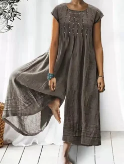 Women's Normal Jumpsuit Streetwear Solid Color Short Sleeve Crew Neck Patchwork Vacation Daily Loose Fit Black Yellow Blue Summer