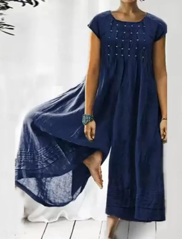 Women's Normal Jumpsuit Streetwear Solid Color Short Sleeve Crew Neck Patchwork Vacation Daily Loose Fit Black Yellow Blue Summer