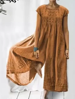 Women's Normal Jumpsuit Streetwear Solid Color Short Sleeve Crew Neck Patchwork Vacation Daily Loose Fit Black Yellow Blue Summer