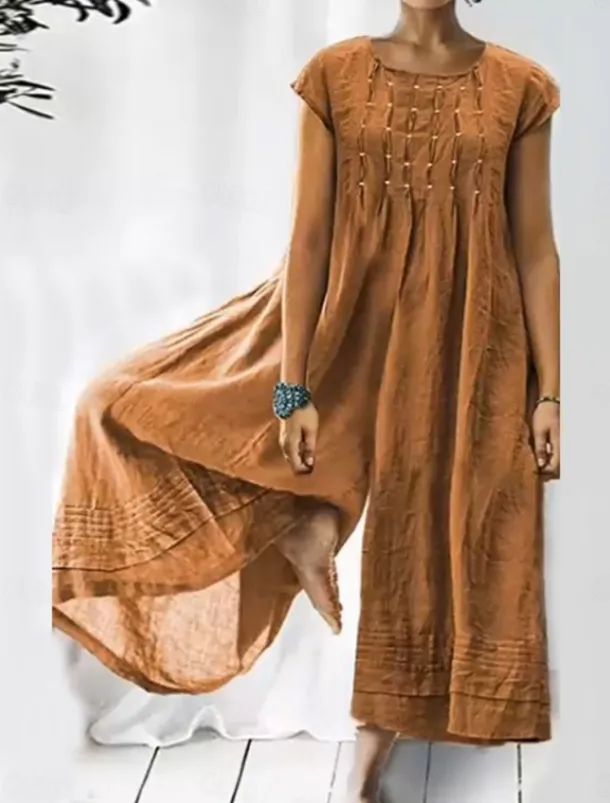 Women's Normal Jumpsuit Streetwear Solid Color Short Sleeve Crew Neck Patchwork Vacation Daily Loose Fit Black Yellow Blue Summer