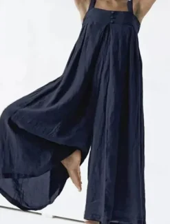 Women's Normal Jumpsuit Streetwear Solid Color Sleeveless Square Neck Backless Street Daily Regular Fit Pink Royal Blue Khaki Summer