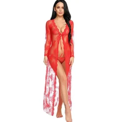 Women's Normal Mesh Lace Hole Super Sexy Chemises & Gowns Undergarments Lingerie Lingerie - Spandex Special Occasion Party / Evening Solid Colored Bras & Panties Sets White Black Red S M L