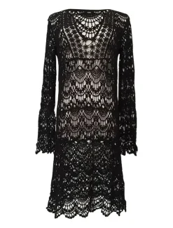 Women's Normal Mini Dress White Dress Boho Chic Dresses Boho Dress White Boho Dress Vacation Fashion Sexy Vacation Athleisure Holiday Regular Fit Pure Color 3/4 Length Sleeve V Neck Plunge Black