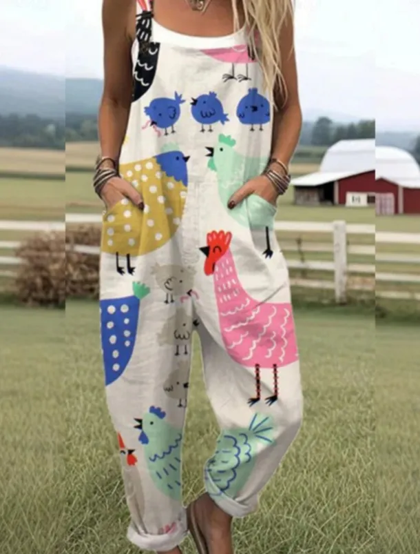 Women's Normal Overall Active Floral Sleeveless Round Neck Pocket Print Vacation Daily Regular Fit Yellow Pink Red Summer