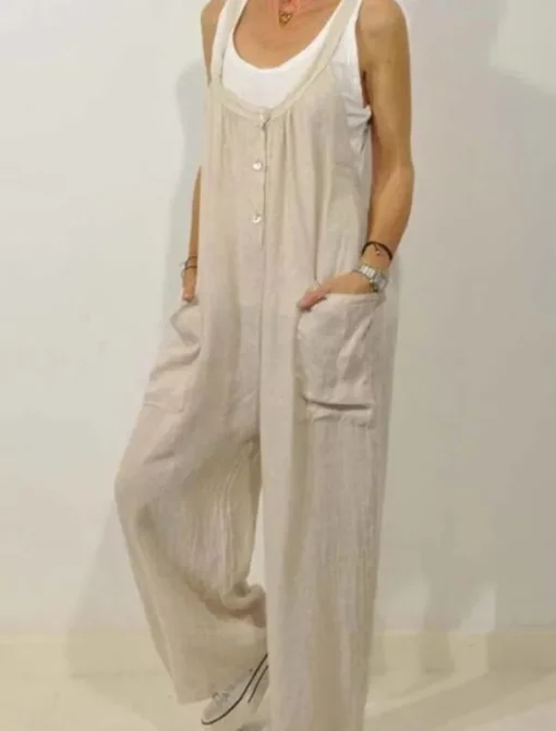 Women's Normal Overall Dungarees Streetwear Solid Color Sleeveless V Neck Buttons Pocket Street Daily Regular Fit Black Khaki Summer