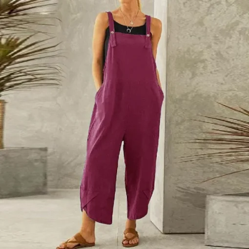 Women's Normal Overall Dungarees Holiday Solid Color Sleeveless Sleeveless Straight Square Neck Pocket Vacation Dailywear Loose Fit Black Army Green Red Spring