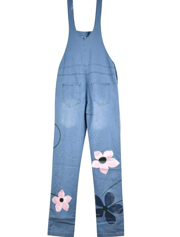 Women's Normal Overall Streetwear Floral Sleeveless Pocket Print Daily Going out Regular Fit Blue Gray Light Blue