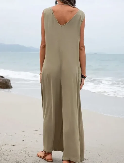Women's Normal Overall Streetwear Solid Color Sleeveless V Neck Pocket Street Daily Regular Fit Black Pink Green Summer