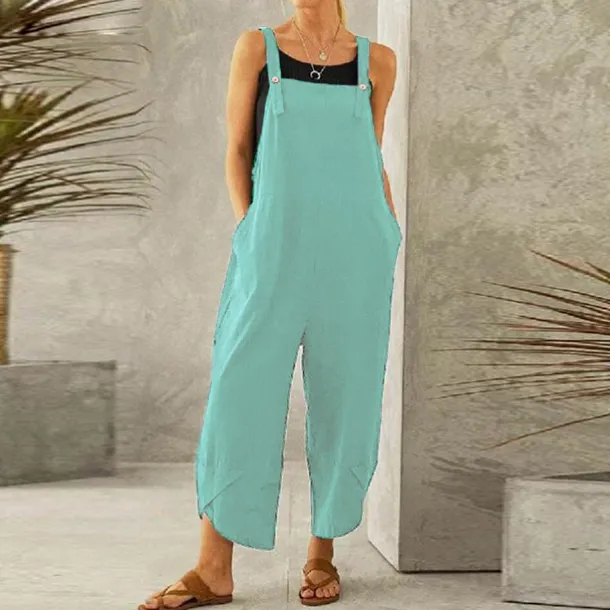 Women's Normal Pants Trousers Jumpsuit Rompers Fashion Ankle-Length Mid Waist Plain Side Pockets Wide Leg Comfort Micro-elastic Casual Weekend Black Dusty Rose Red Blue Summer Spring & Fall Loose Fit