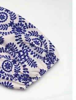 Women's Normal Romper Active Floral Short Sleeve Square Neck Pocket High Waist Vacation Daily Regular Fit Blue Summer