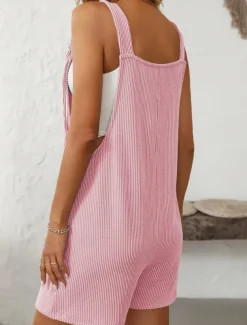 Women's Normal Romper Active Striped Sleeveless Round Neck High Waist Vacation Daily Regular Fit Pink Light Blue Summer