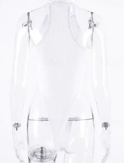 Women's Normal Romper Streetwear Solid Color Sleeveless Halter Neck Street Daily Bodycon Top Black White Fuchsia All Seasons