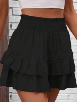 Women's Normal Shorts Casual Daily Short Medium Waist Solid Color Elastic Waist Comfy Breathable Quick Dry Micro-elastic Casual Going out Black Pink Khaki Summer Regular Fit