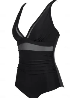 Women's Normal Swimwear Bikini Swimsuit Mesh Patchwork Beach Wear Holiday Solid Color Leopard Sleeveless Bathing Suits