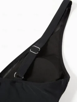 Women's Normal Swimwear Bikini Swimsuit Mesh Patchwork Beach Wear Holiday Solid Color Leopard Sleeveless Bathing Suits