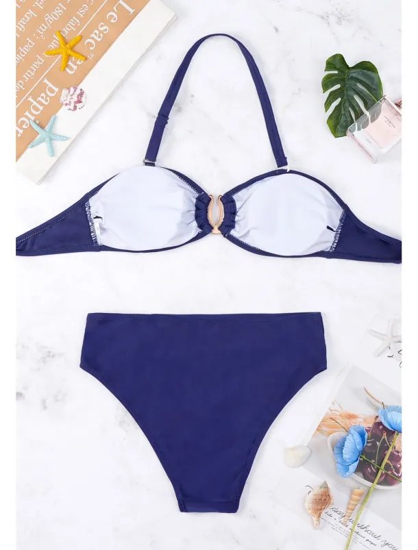 Women's Normal Swimwear Bikini Swimsuit 2 Piece Beach Wear Summer Plain Sleeveless Bathing Suits