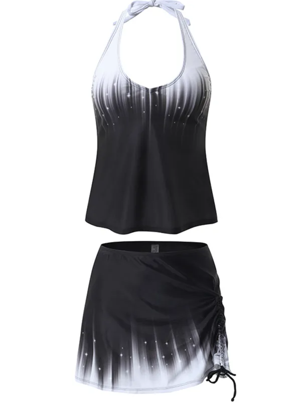 Women's Normal Swimwear Swimdresses 2 Piece Tankini Swimsuit Halter 2 Piece Modest Vacation Beach Wear Ombre Strap Sleeveless Bathing Suits
