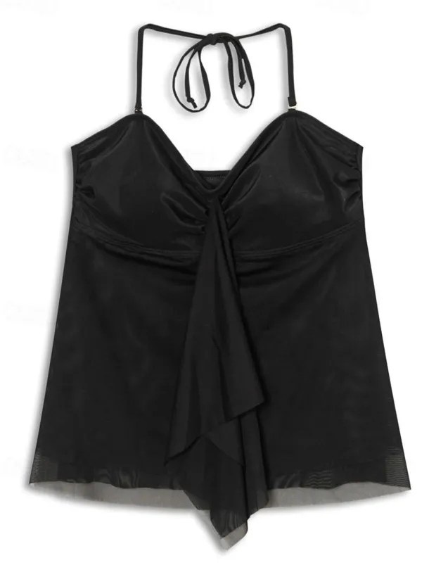 Women's Normal Swimwear Tankini 2 Piece Swimsuit 2 Piece Modest Swimwear Bandeau Strapless Vacation Beach Wear Solid Color Strap Sleeveless Bathing Suits